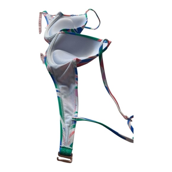 Raisins Juniors' Moonshadow Blue Orange Pattern -Print Underwire Bikini Top - Picture 6 of 12